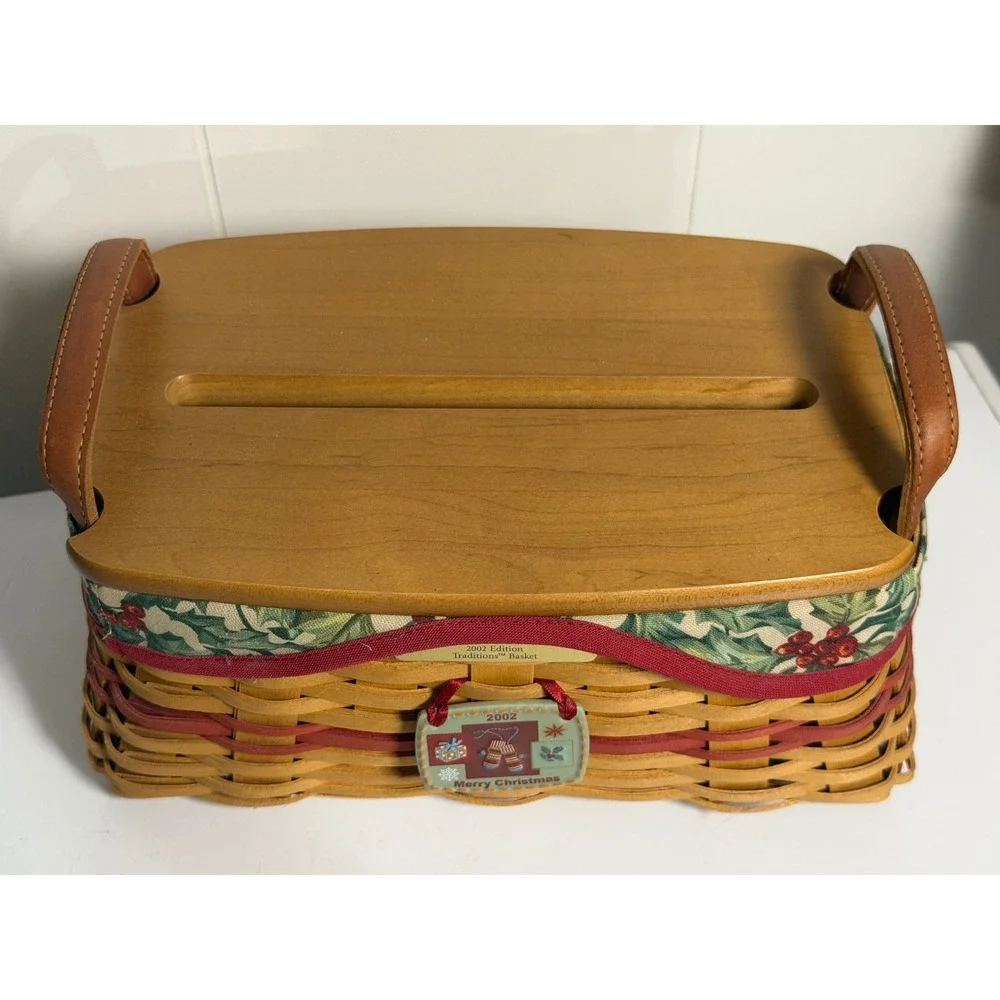 VTG Longaberger Christmas Traditions Basket Brown Holiday Decor 2002 Edition 11